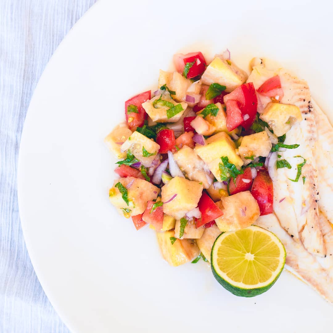 Feifoa Salsa with Pan Fried Fish - Twisted Citrus